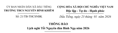 THÔNG BÁO LỊCH NGHỈ TẾT NGUYÊN ĐÁN BÍNH NGỌ NĂM 2026