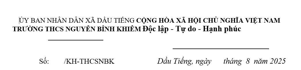 KẾ HOẠCH TỔ CHỨC CÁC HOẠT ĐỘNG ĐẦU NĂM HỌC 2025-2026
